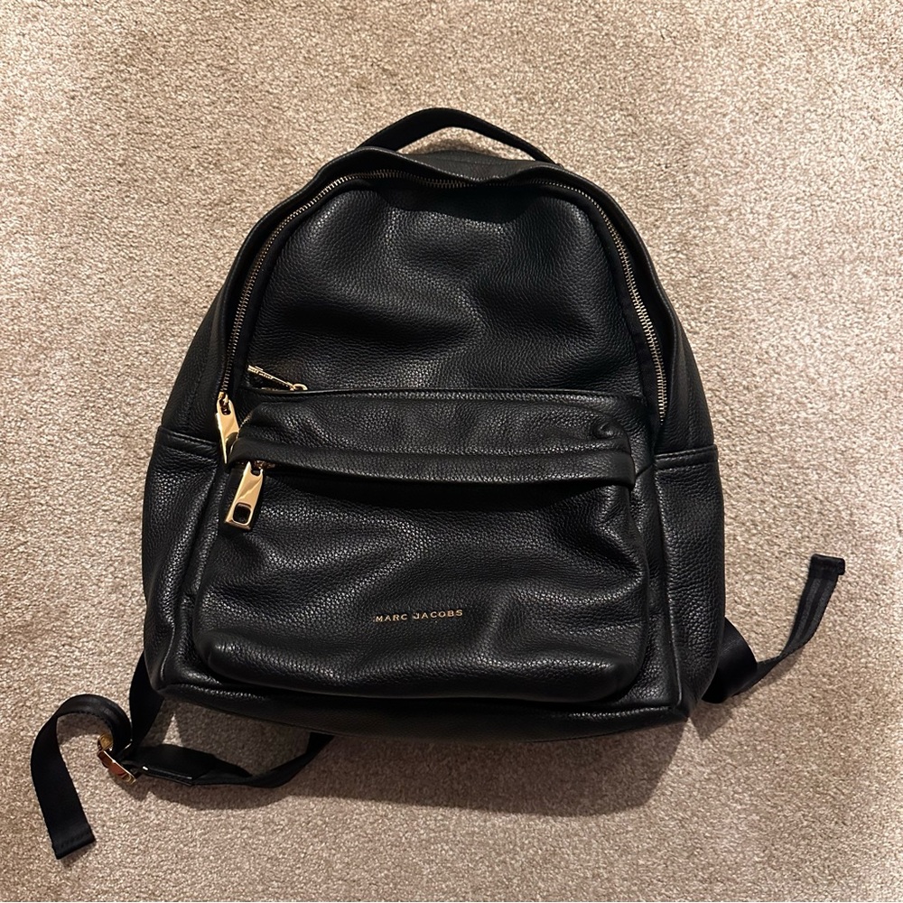 Marc Jacobs Black Pebbled Leather Backpack